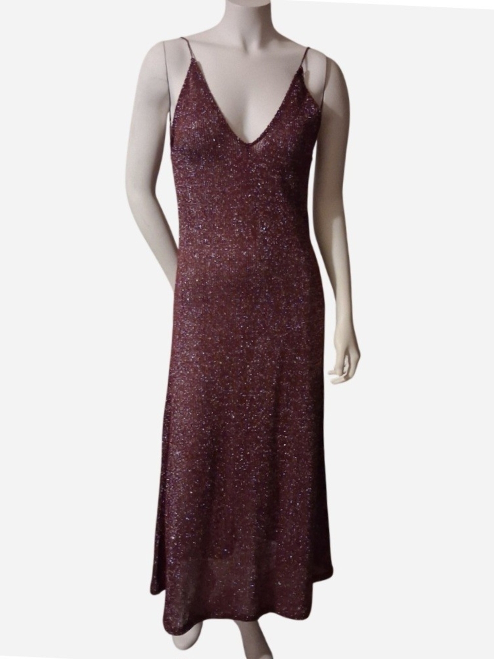 Zara Sparkle Slip Maxi Dress in Burgundy